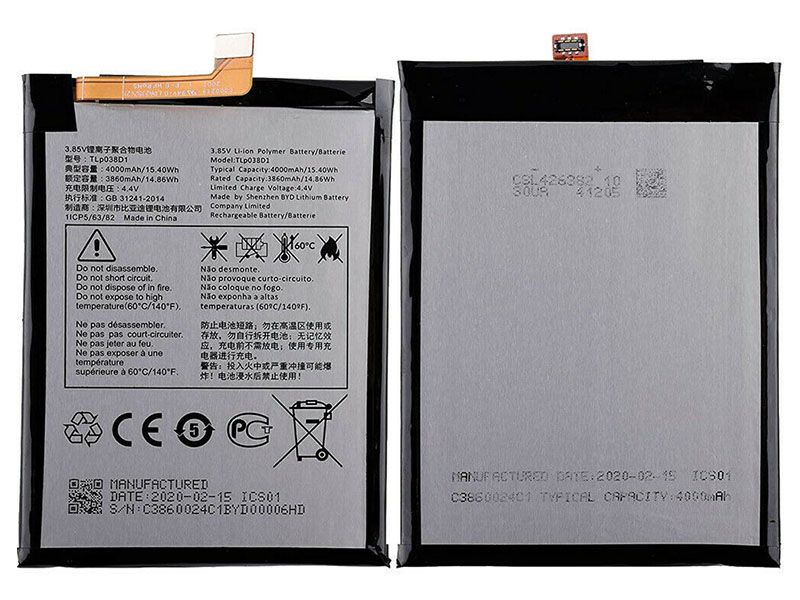 TLP038D1 cell phone battery, Alcatel PHONE, 3860mAh/14.86WH / 3.85V Li-ion  cell phone battery